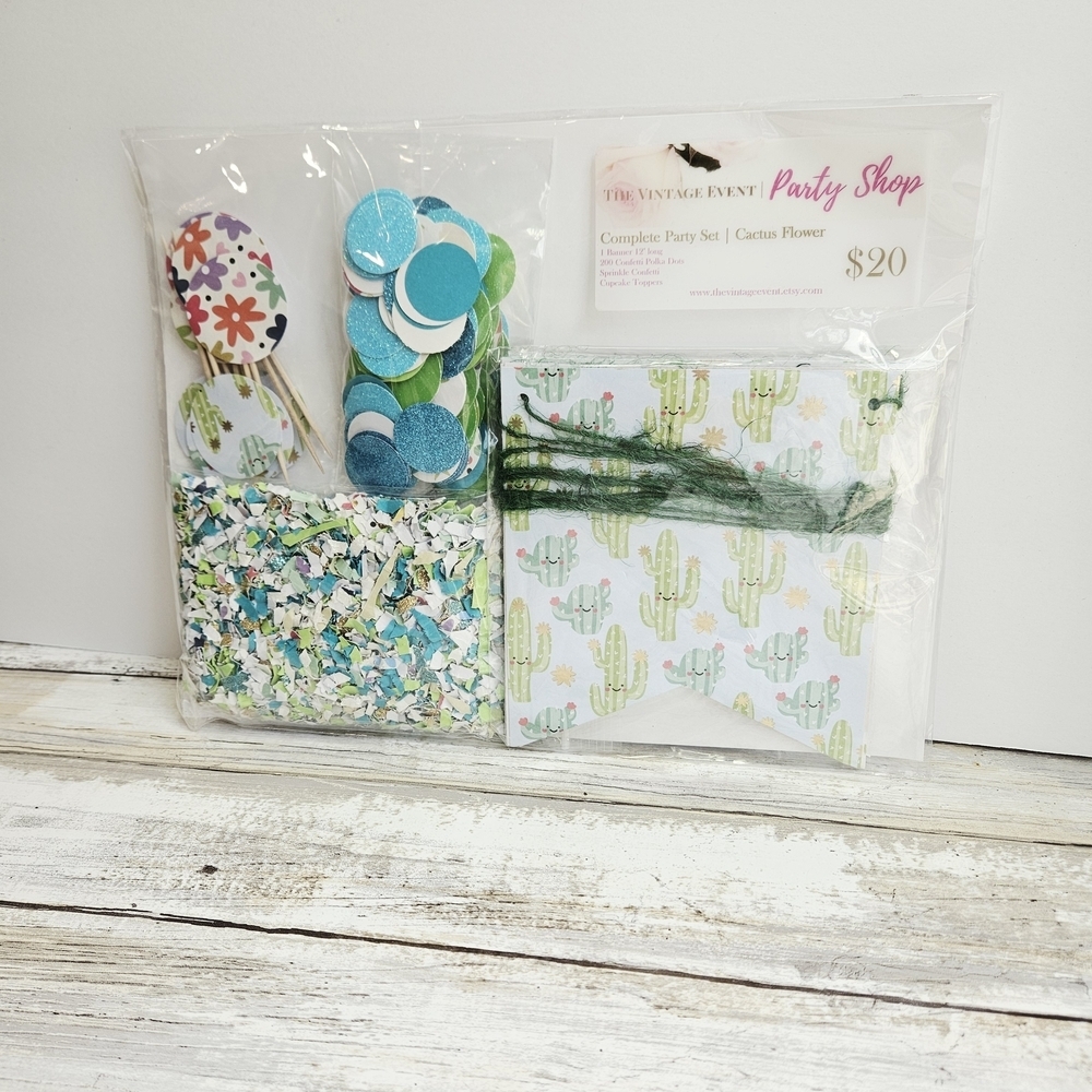 Cactus Green and Blue Party Decorations Set